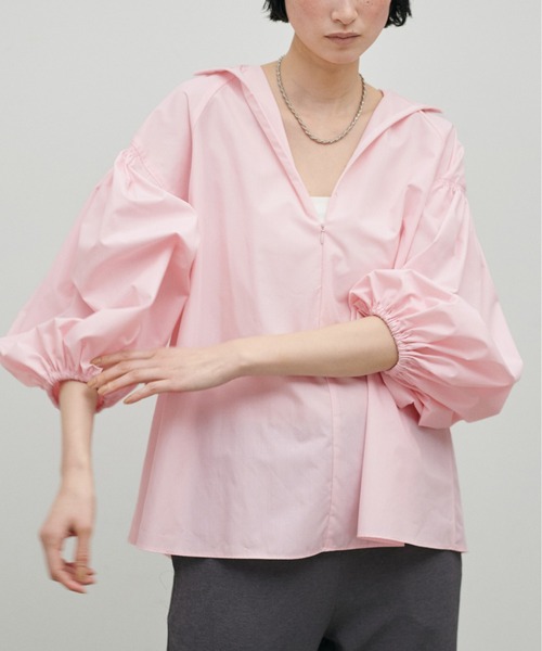 LARUTA】セレモニー対応可／ギャザースリーブ前後2WAYブラウス（シャツ