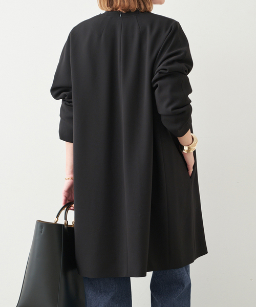 Deuxieme Classe（ドゥーズィエムクラス）の「*トリアセジョーゼット ノーカラー ハーフコート（ノーカラーコート・レディース・ブラック・FREE）」の5枚目の写真