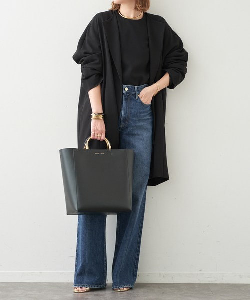 Deuxieme Classe（ドゥーズィエムクラス）の「*トリアセジョーゼット ノーカラー ハーフコート（ノーカラーコート・レディース・ブラック・FREE）」の6枚目の写真