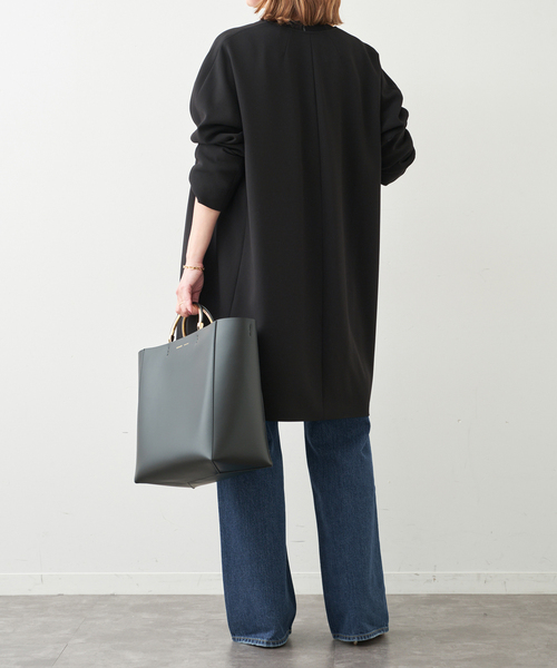 Deuxieme Classe（ドゥーズィエムクラス）の「*トリアセジョーゼット ノーカラー ハーフコート（ノーカラーコート・レディース・ブラック・FREE）」の10枚目の写真