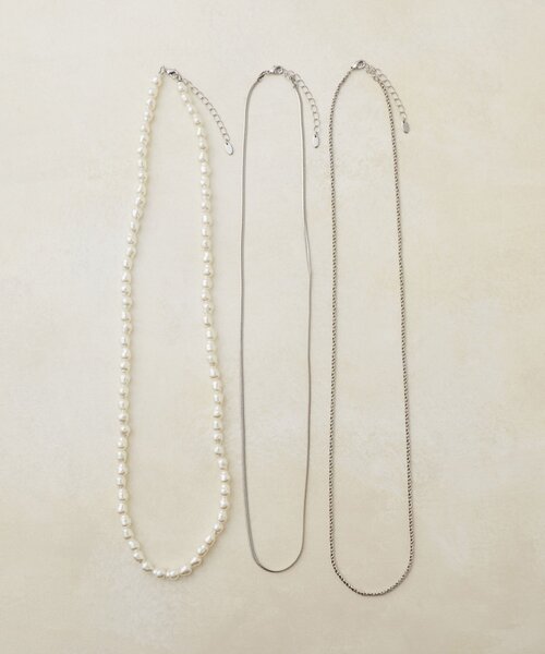 DISCOAT（ディスコート）の「【GOLDY】チェーンパール3SETネックレス（ネックレス・レディース・シルバー/ゴールド・FREE）」の2枚目の写真