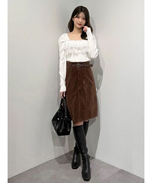 MERCURYDUO(マーキュリーデュオ)の「ニーレングススカート(スカート・レディース・ブラウン/ベージュ・MEDIUM/SMALL)」の16枚目の写真