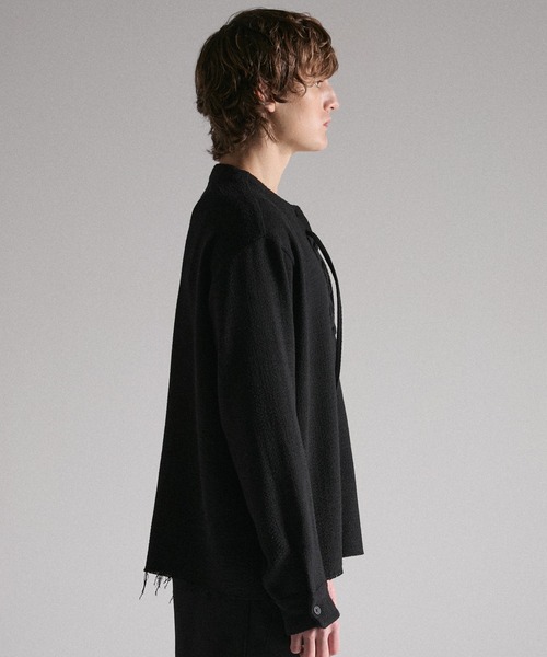 GRANCY（グランシー）の「【GRANCY】Lace-Up Light Mesh Pullover / レースアップライトメッシュプルオーバー（Tシャツ/カットソー・メンズ・ピンク/チャコールグレー/ブラック・S/L/M）」の4枚目の写真