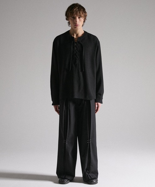 GRANCY（グランシー）の「【GRANCY】Lace-Up Light Mesh Pullover / レースアップライトメッシュプルオーバー（Tシャツ/カットソー・メンズ・ピンク/チャコールグレー/ブラック・S/L/M）」の15枚目の写真