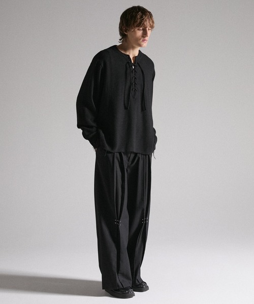 GRANCY（グランシー）の「【GRANCY】Lace-Up Light Mesh Pullover / レースアップライトメッシュプルオーバー（Tシャツ/カットソー・メンズ・ピンク/チャコールグレー/ブラック・S/L/M）」の18枚目の写真
