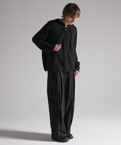 GRANCY（グランシー）の「【GRANCY】Lace-Up Light Mesh Pullover / レースアップライトメッシュプルオーバー（Tシャツ/カットソー・メンズ・ピンク/チャコールグレー/ブラック・S/L/M）」の19枚目の写真