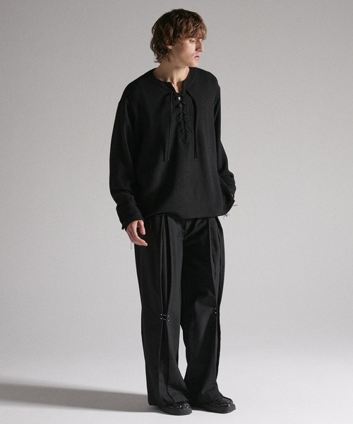 GRANCY（グランシー）の「【GRANCY】Lace-Up Light Mesh Pullover / レースアップライトメッシュプルオーバー（Tシャツ/カットソー・メンズ・ピンク/チャコールグレー/ブラック・S/L/M）」の21枚目の写真