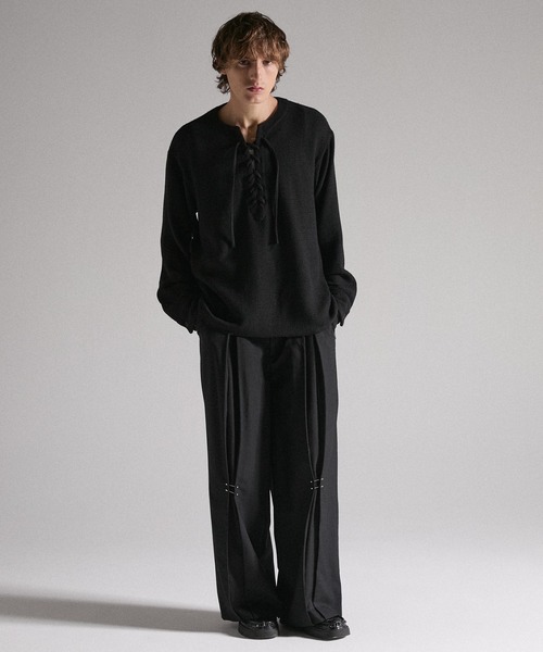 GRANCY（グランシー）の「【GRANCY】Lace-Up Light Mesh Pullover / レースアップライトメッシュプルオーバー（Tシャツ/カットソー・メンズ・ピンク/チャコールグレー/ブラック・S/L/M）」の22枚目の写真