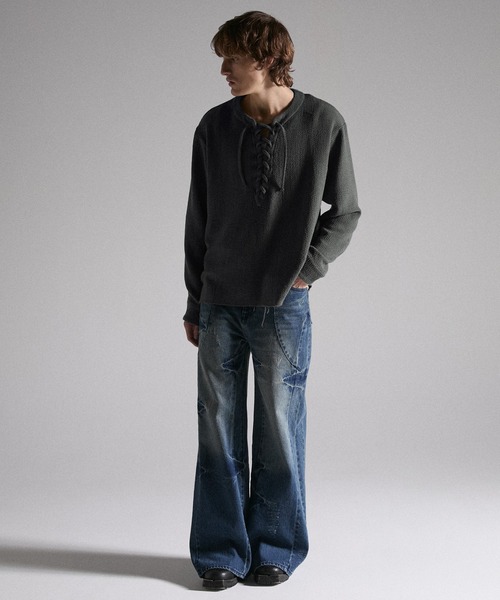 GRANCY】Lace-Up Light Mesh Pullover / レースアップライトメッシュ