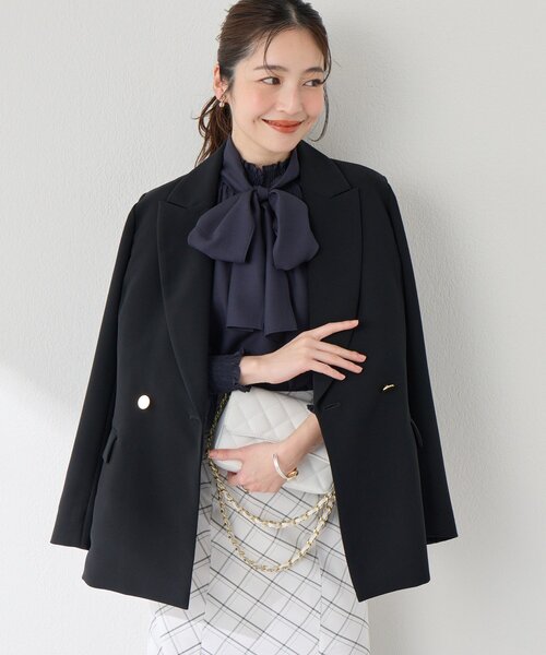 La boutique BonBon（ラブティックボンボン）の「【復刻】メタル釦ダブルジャケット2（テーラードジャケット・レディース・ブラック/ネイビー/グレイッシュベージュ・FREE/TM）」の2枚目の写真