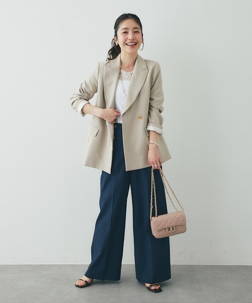 La boutique BonBon（ラブティックボンボン）の「【復刻】メタル釦ダブルジャケット2（テーラードジャケット・レディース・ブラック/ネイビー/グレイッシュベージュ・FREE/TM）」の8枚目の写真