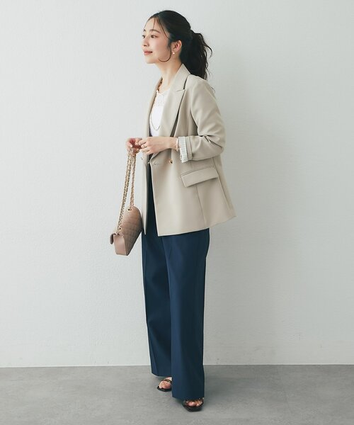 La boutique BonBon（ラブティックボンボン）の「【復刻】メタル釦ダブルジャケット2（テーラードジャケット・レディース・ブラック/ネイビー/グレイッシュベージュ・FREE/TM）」の9枚目の写真