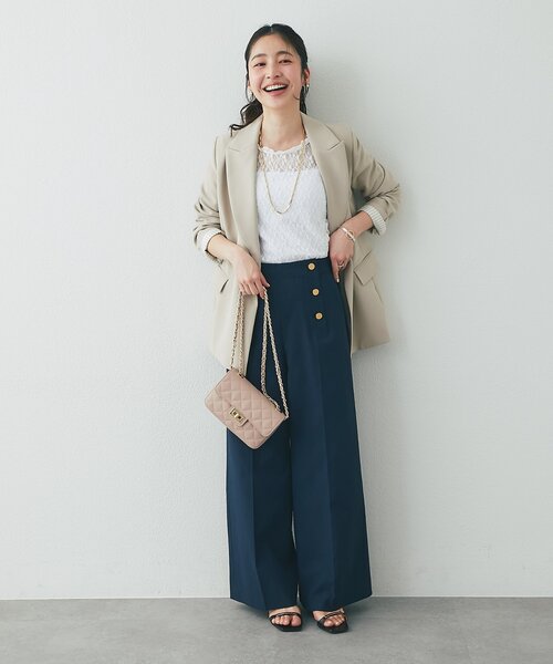 La boutique BonBon（ラブティックボンボン）の「【復刻】メタル釦ダブルジャケット2（テーラードジャケット・レディース・ブラック/ネイビー/グレイッシュベージュ・FREE/TM）」の11枚目の写真