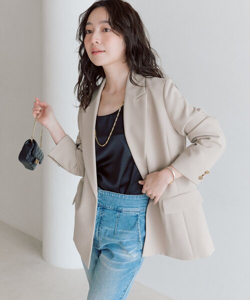 La boutique BonBon（ラブティックボンボン）の「【復刻】メタル釦ダブルジャケット2（テーラードジャケット・レディース・ブラック/ネイビー/グレイッシュベージュ・FREE/TM）」の13枚目の写真