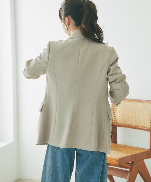 La boutique BonBon（ラブティックボンボン）の「【復刻】メタル釦ダブルジャケット2（テーラードジャケット・レディース・ブラック/ネイビー/グレイッシュベージュ・FREE/TM）」の22枚目の写真