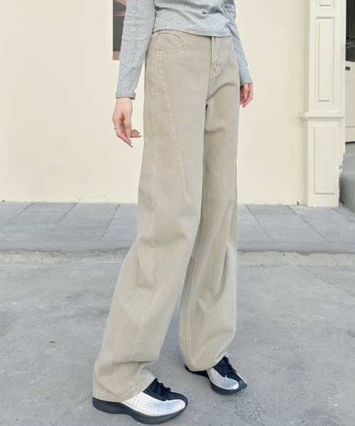Ada.(エイダ)の「カーブデザイン ワイドパンツ(デニムパンツ・レディース・ベージュ/グレー・M/S)」の12枚目の写真
