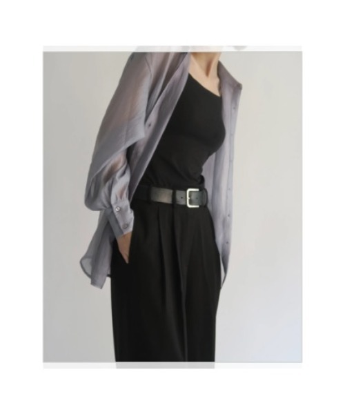 KALENO(カレノ)の「volume sleeve see-through shirt(シャツ/ブラウス・レディース・ブラック/グレー・FREE)」の1枚目の写真