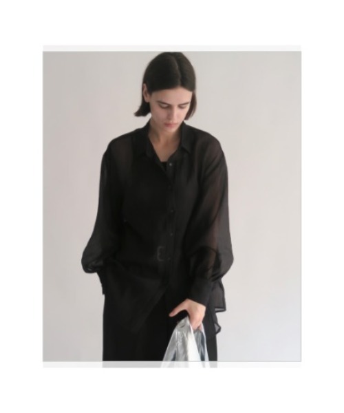 KALENO(カレノ)の「volume sleeve see-through shirt(シャツ/ブラウス・レディース・ブラック/グレー・FREE)」の2枚目の写真