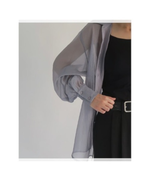 KALENO(カレノ)の「volume sleeve see-through shirt(シャツ/ブラウス・レディース・ブラック/グレー・FREE)」の4枚目の写真