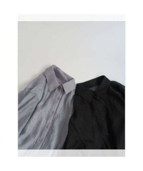 KALENO(カレノ)の「volume sleeve see-through shirt(シャツ/ブラウス・レディース・ブラック/グレー・FREE)」の7枚目の写真