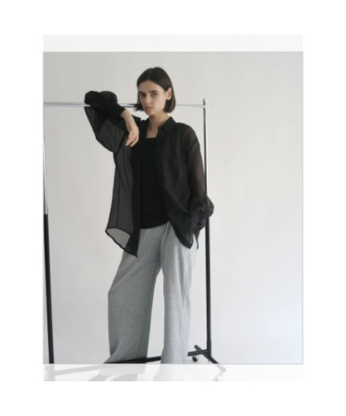 KALENO(カレノ)の「volume sleeve see-through shirt(シャツ/ブラウス・レディース・ブラック/グレー・FREE)」の6枚目の写真
