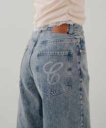 Chico | ラインストーンロゴワイドデニムパンツ(デニムパンツ)