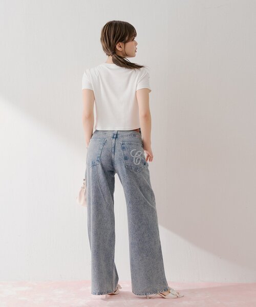 Chico(チコ)の「【2サイズ展開】ラインストーンロゴワイドデニムパンツ(デニムパンツ・レディース・ブルー系その他6/ネイビー/ブルー系その他・MEDIUM/SMALL)」の13枚目の写真