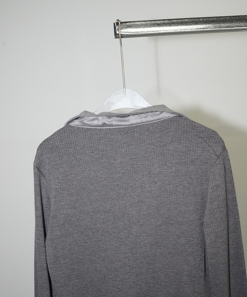 chuclla(チュクラ)の「スキッパーカラーリブトップス chw26s102(Tシャツ/カットソー・レディース・グレー・FREE)」の14枚目の写真