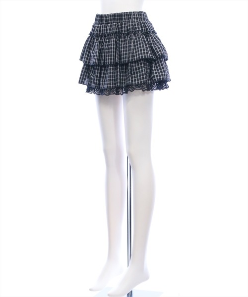 clear（クリア）の「チェック柄フリルティアードミニスカート[着回し力抜群 ガーリー]≪新作≫（スカート・レディース・オフホワイト/ブラック・S/M）」の10枚目の写真