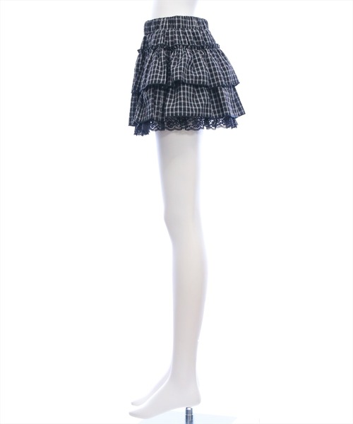 clear（クリア）の「チェック柄フリルティアードミニスカート[着回し力抜群 ガーリー]≪新作≫（スカート・レディース・オフホワイト/ブラック・S/M）」の11枚目の写真