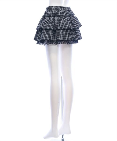 clear（クリア）の「チェック柄フリルティアードミニスカート[着回し力抜群 ガーリー]≪新作≫（スカート・レディース・オフホワイト/ブラック・S/M）」の12枚目の写真