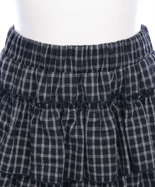 clear（クリア）の「チェック柄フリルティアードミニスカート[着回し力抜群 ガーリー]≪新作≫（スカート・レディース・オフホワイト/ブラック・S/M）」の14枚目の写真