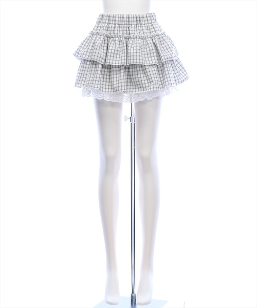clear（クリア）の「チェック柄フリルティアードミニスカート[着回し力抜群 ガーリー]≪新作≫（スカート・レディース・オフホワイト/ブラック・S/M）」の17枚目の写真