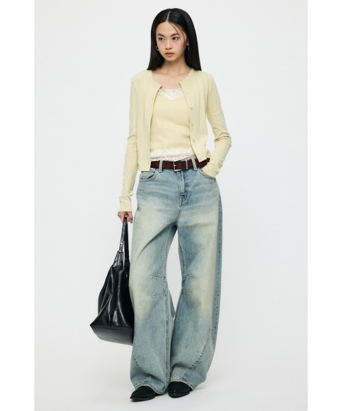 MOUSSY（マウジー）の「【26年SS新作】LACY キャミ&カーディガン（アンサンブル・レディース・ライトイエロー/杢グレー/ネイビー/ホワイト・FREE）」の6枚目の写真