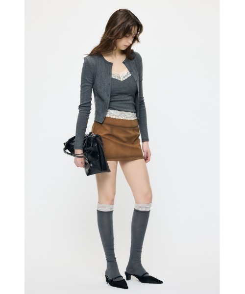 MOUSSY（マウジー）の「【26年SS新作】LACY キャミ&カーディガン（アンサンブル・レディース・ライトイエロー/杢グレー/ネイビー/ホワイト・FREE）」の14枚目の写真