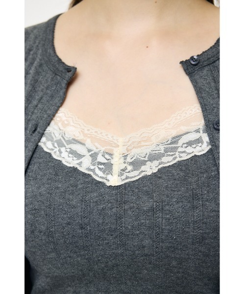 MOUSSY（マウジー）の「【26年SS新作】LACY キャミ&カーディガン（アンサンブル・レディース・ライトイエロー/杢グレー/ネイビー/ホワイト・FREE）」の21枚目の写真