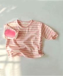 Bambin（ボンバン）の「【 Bambin / ボンバン 】 エルボーパッチ ボーダー ロンT（Tシャツ/カットソー）」