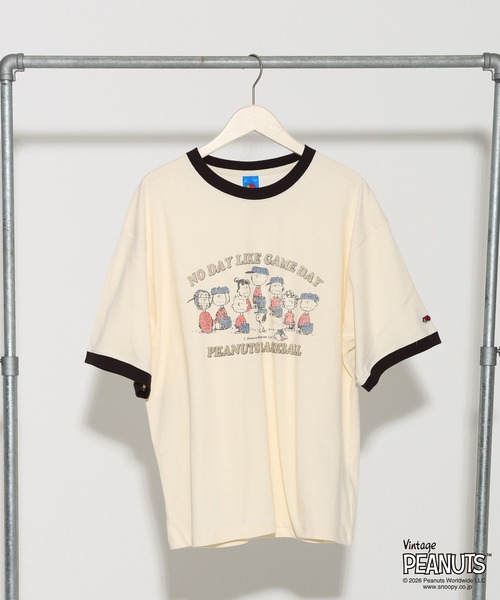 [FRUIT OF THE LOOM] FTL x PEANUTS 19/- Slub Tenjyou6 / Peanuts Snoopy футболка с коротким рукавом