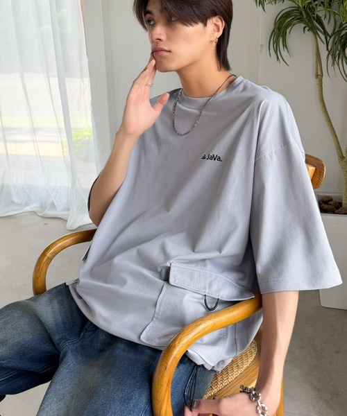 Java(ジャバ)の「【接触冷感・吸水速乾機能付き】《JaVaジャバコラボ》便利なBIGポケット&裾ドローコード付き!高機能マイクロメッシュTシャツ(Tシャツ/カットソー・メンズ・ベージュ/ブラック/グレー・LARGE/MEDIUM/SMALL)」の21枚目の写真