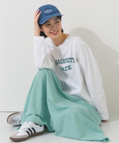 OMNES(オムネス)の「ロゴプリント長袖Tシャツ Massachusetts(Tシャツ/カットソー・レディース・グリーン/ライトグレー/ホワイト/ベージュ/チャコールグレー・FREE)」の3枚目の写真