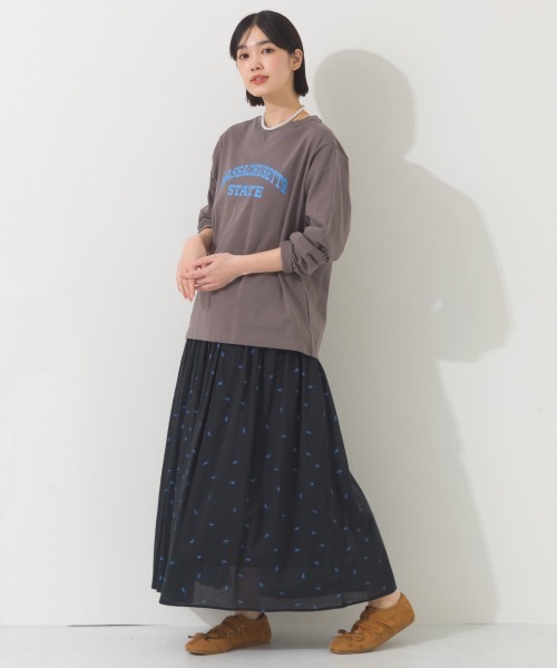 OMNES(オムネス)の「ロゴプリント長袖Tシャツ Massachusetts(Tシャツ/カットソー・レディース・グリーン/ライトグレー/ホワイト/ベージュ/チャコールグレー・FREE)」の6枚目の写真