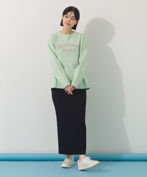 OMNES(オムネス)の「ロゴプリント長袖Tシャツ Massachusetts(Tシャツ/カットソー・レディース・グリーン/ライトグレー/ホワイト/ベージュ/チャコールグレー・FREE)」の9枚目の写真