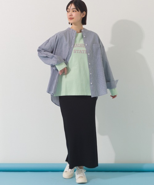 OMNES(オムネス)の「ロゴプリント長袖Tシャツ Massachusetts(Tシャツ/カットソー・レディース・グリーン/ライトグレー/ホワイト/ベージュ/チャコールグレー・FREE)」の10枚目の写真