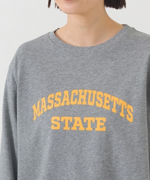 OMNES(オムネス)の「ロゴプリント長袖Tシャツ Massachusetts(Tシャツ/カットソー・レディース・グリーン/ライトグレー/ホワイト/ベージュ/チャコールグレー・FREE)」の11枚目の写真