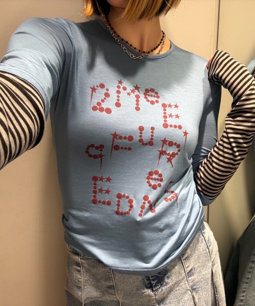 JEANASIS(ジーナシス)の「【25quee】ソデキリカエシアーTEE LS/655820(Tシャツ/カットソー・レディース・ブラック系その他/ブルー系その他/ホワイト系その他・FREE)」の1枚目の写真