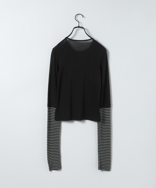 JEANASIS(ジーナシス)の「【25quee】ソデキリカエシアーTEE LS/655820(Tシャツ/カットソー・レディース・ブラック系その他/ブルー系その他/ホワイト系その他・FREE)」の4枚目の写真