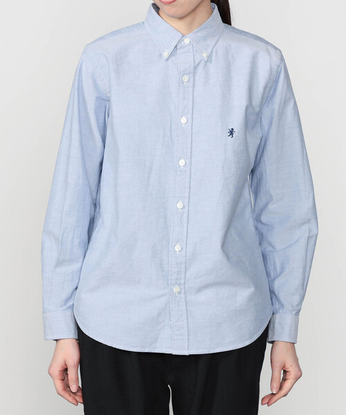 GYMPHLEX(ジムフレックス)の「Gymphlex | 長袖ボタンダウンシャツ SOLID WOMEN(シャツ/ブラウス・レディース・ホワイト/ブルー・12/14)」の1枚目の写真