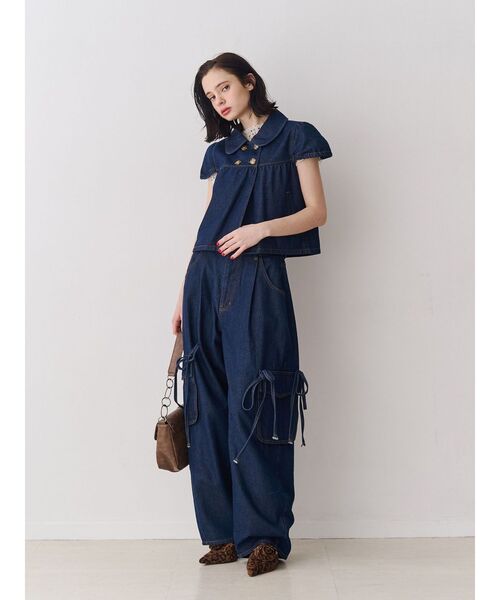 jouetie（ジュエティ）の「ルーズポケットリボンデニム【セットアップ対応】（デニムパンツ・レディース・ブルー/ブラック/インディゴブルー・MEDIUM）」の13枚目の写真