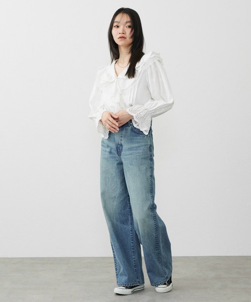EDWIN(エドウィン)の「EDWIN LADYS 503 ワイド デニムパンツ ジーンズ(デニムパンツ・レディース・ダークインディゴブルー/ライトインディゴブルー/インディゴブルー・27/31/29/28/30)」の14枚目の写真