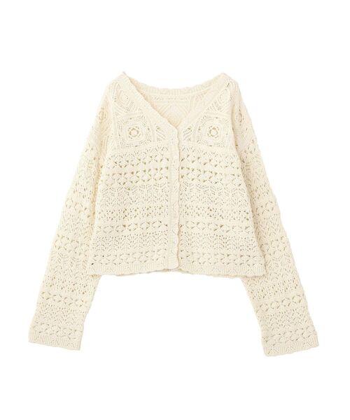 AMERICAN HOLIC（アメリカンホリック）の「【前後2WAY】レース透かし編みニットカーディガン（カーディガン/ボレロ・レディース・アイボリー/ブラック/サックスブルー・L/M）」の17枚目の写真